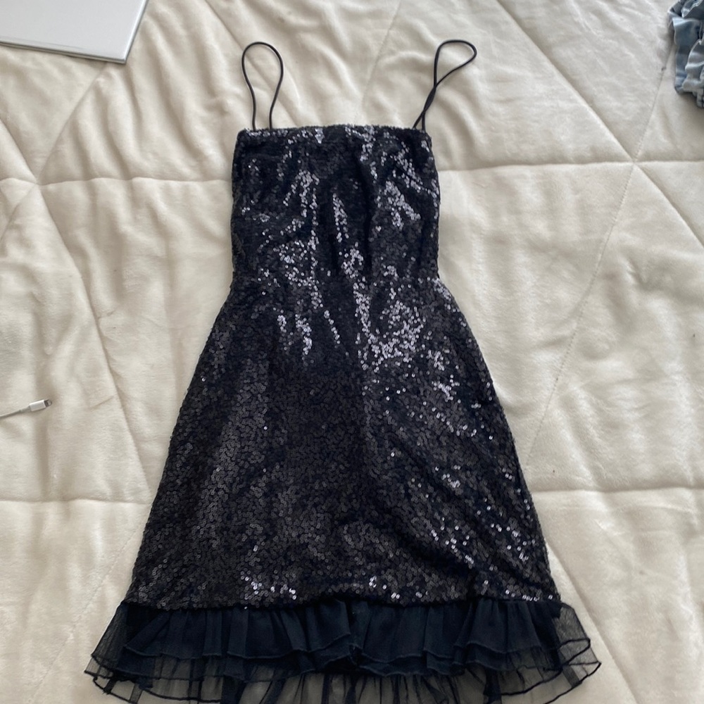 black sequin hoco dress